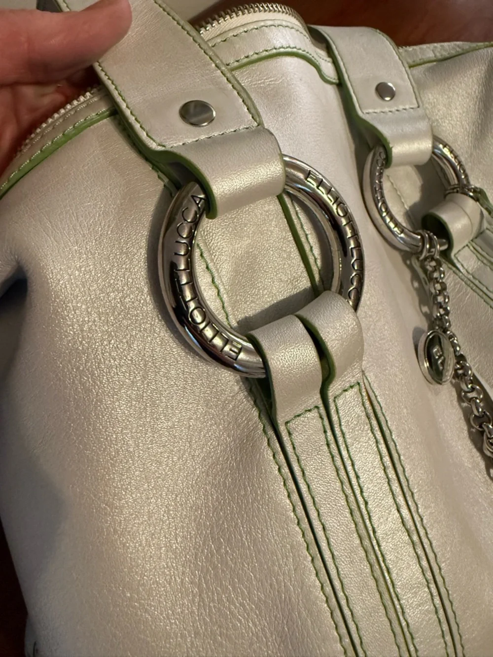 Elliott Lucca Pearly White Leather Shoulder Bag | Y2K Charm Bag Spring Summer 🤍 - Picture 10 of 16